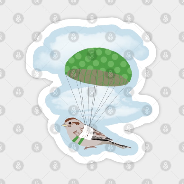 Bird with Broken Wing Parachuting Sticker by ahadden